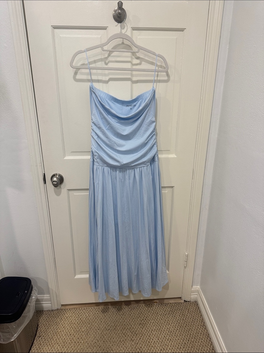 Light Blue straplessMidi Dress